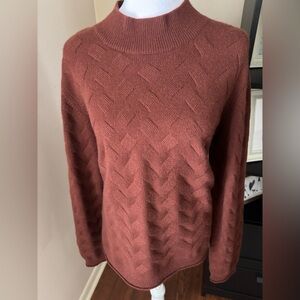 NWT Orvis Women's Brick Red Sweater 100% Cashmere XL